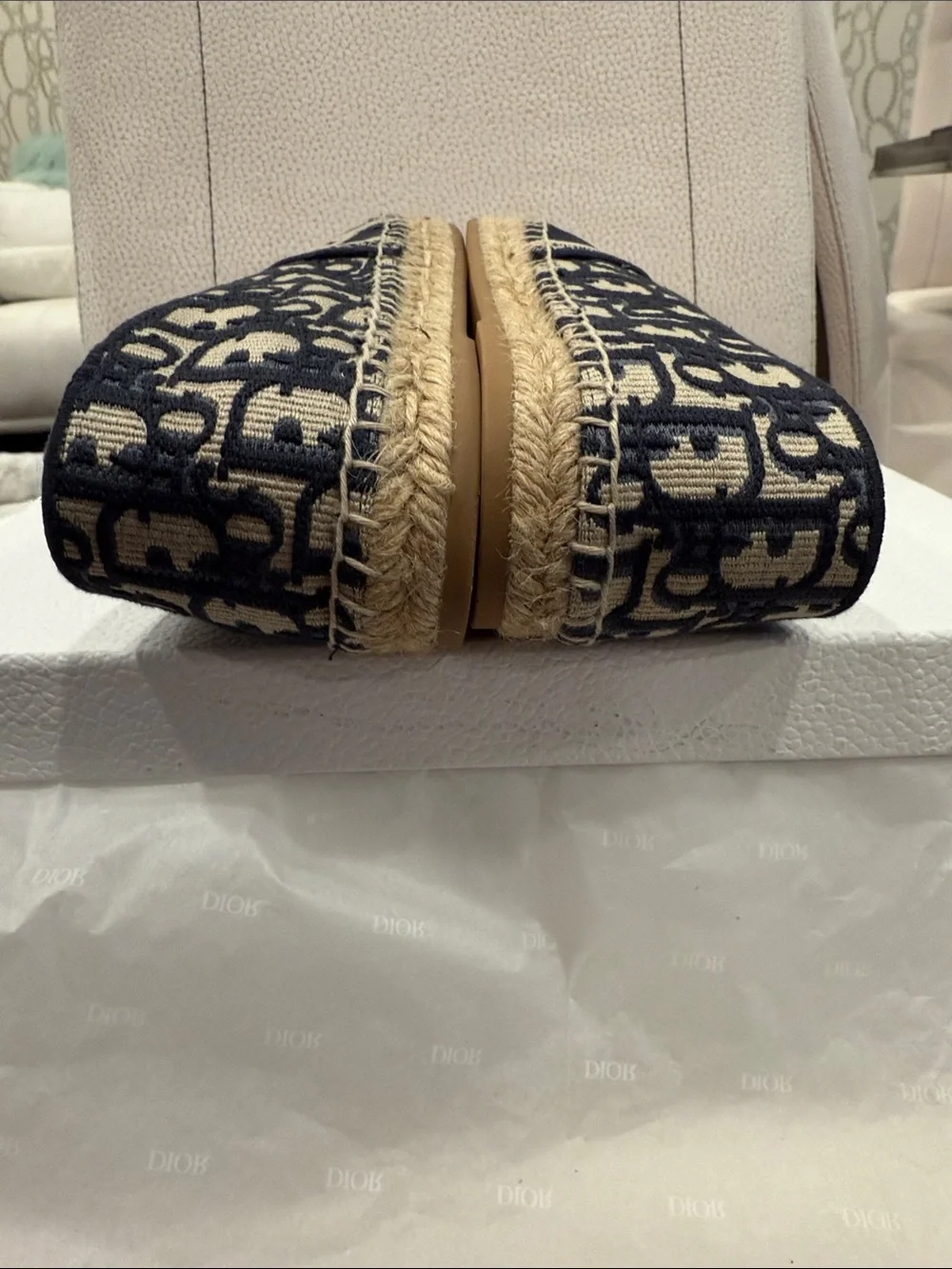 Christian Dior  Granville Deep Blue & Beige Monogram Espadrilles - Picture 10 of 13
